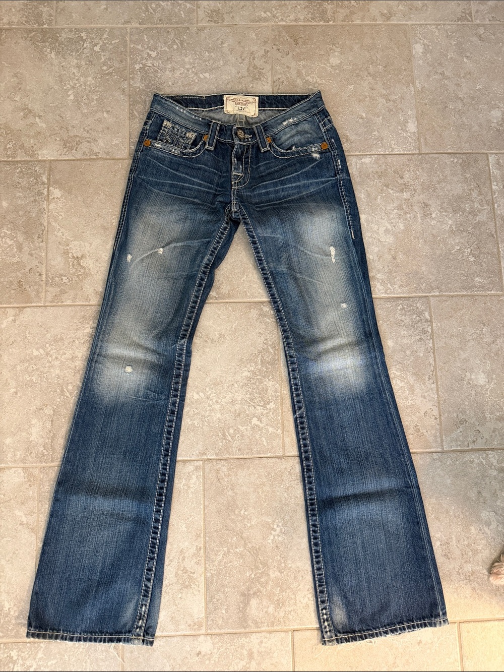 Big Star Women's Distressed Blue Flare Jeans